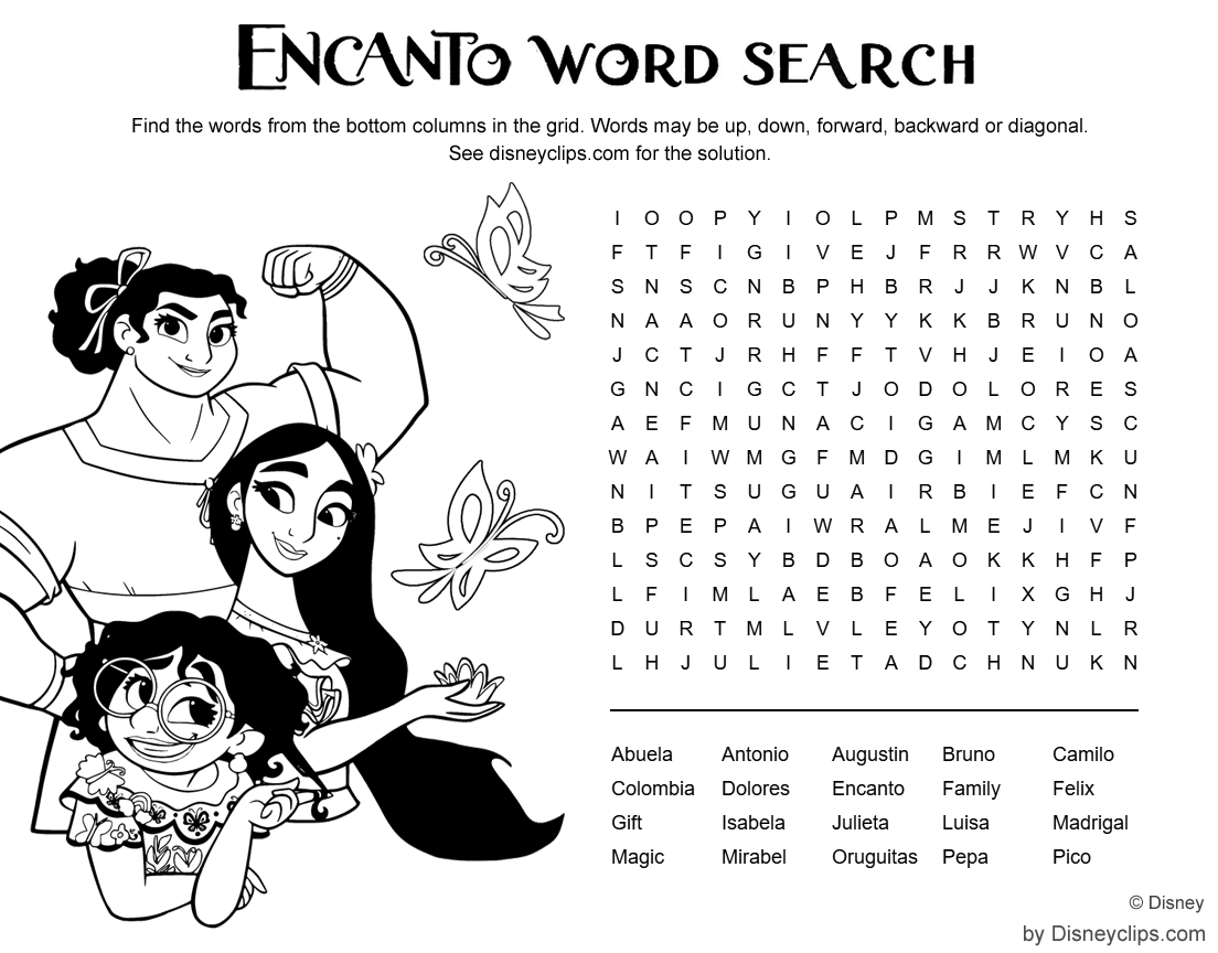 Free Printable Disney Easy Kids Crossword Puzzle
