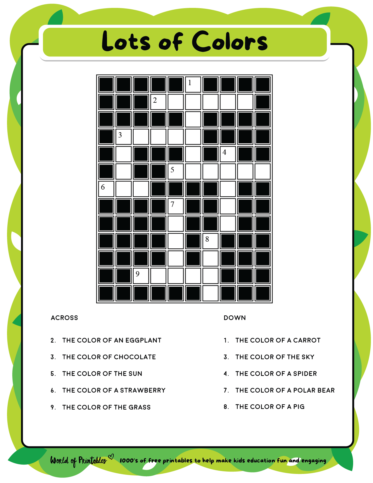printable kids crossword puzzles world of printables