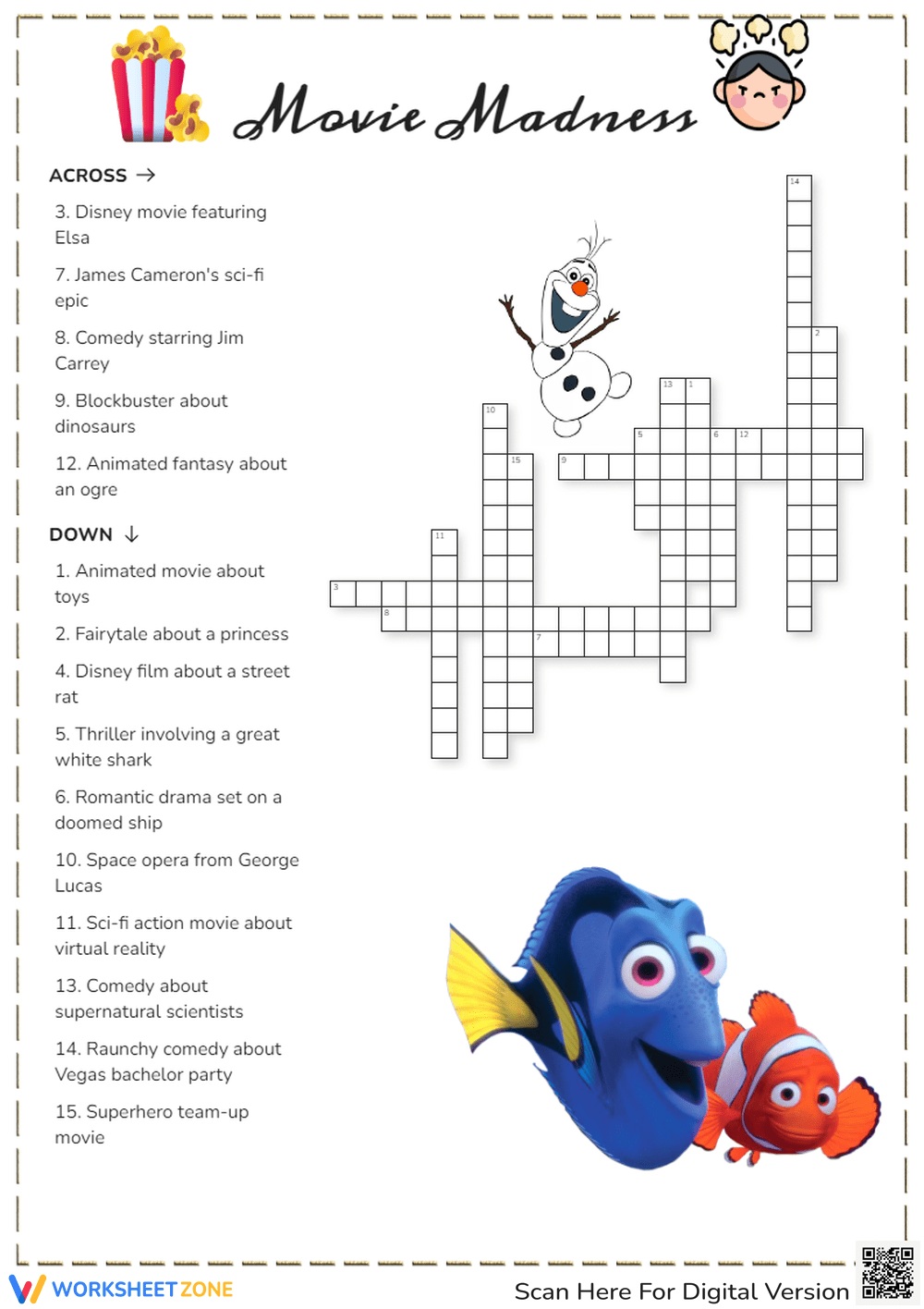 Printable Movie Crossword Puzzles Worksheets Download Printable Movie Crossword Puzzles Worksheets Download