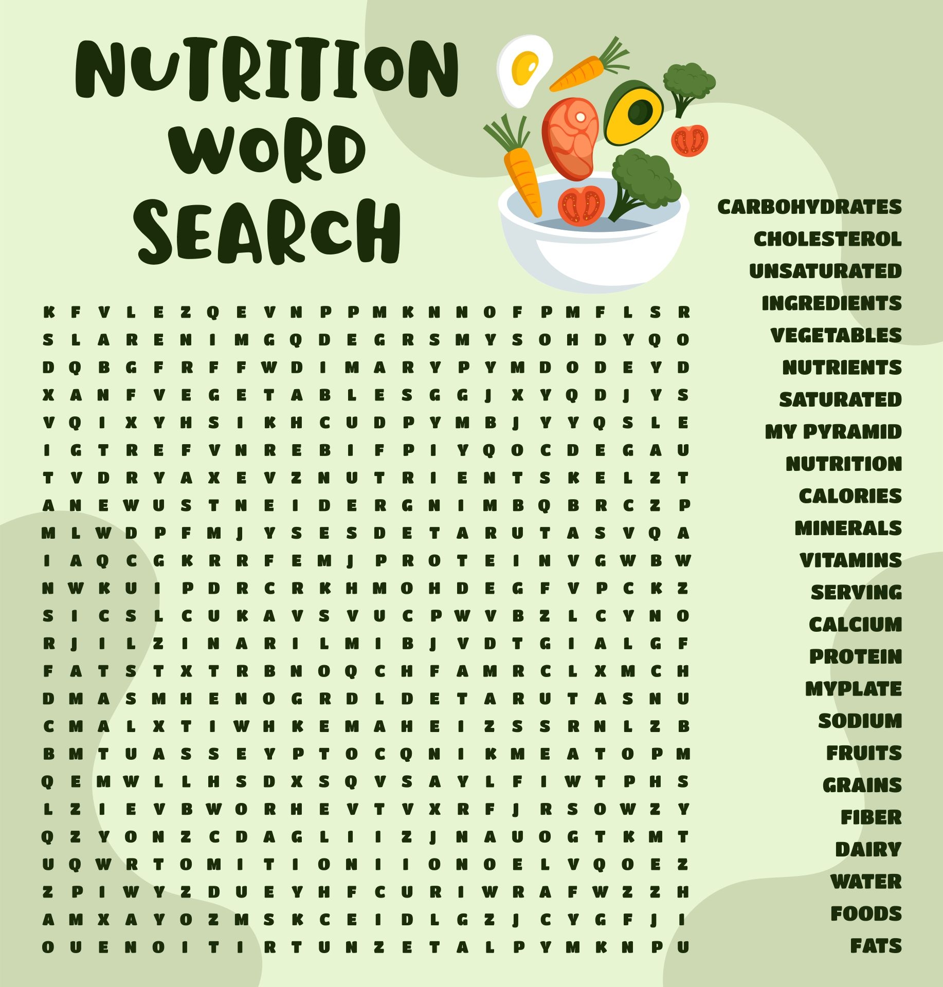 Printable Nutrition Crossword Puzzles