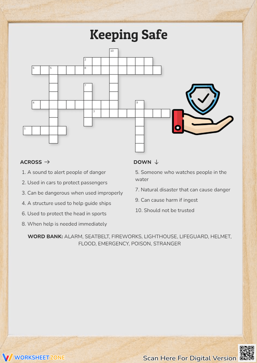 Safety Crossword Puzzles Printable