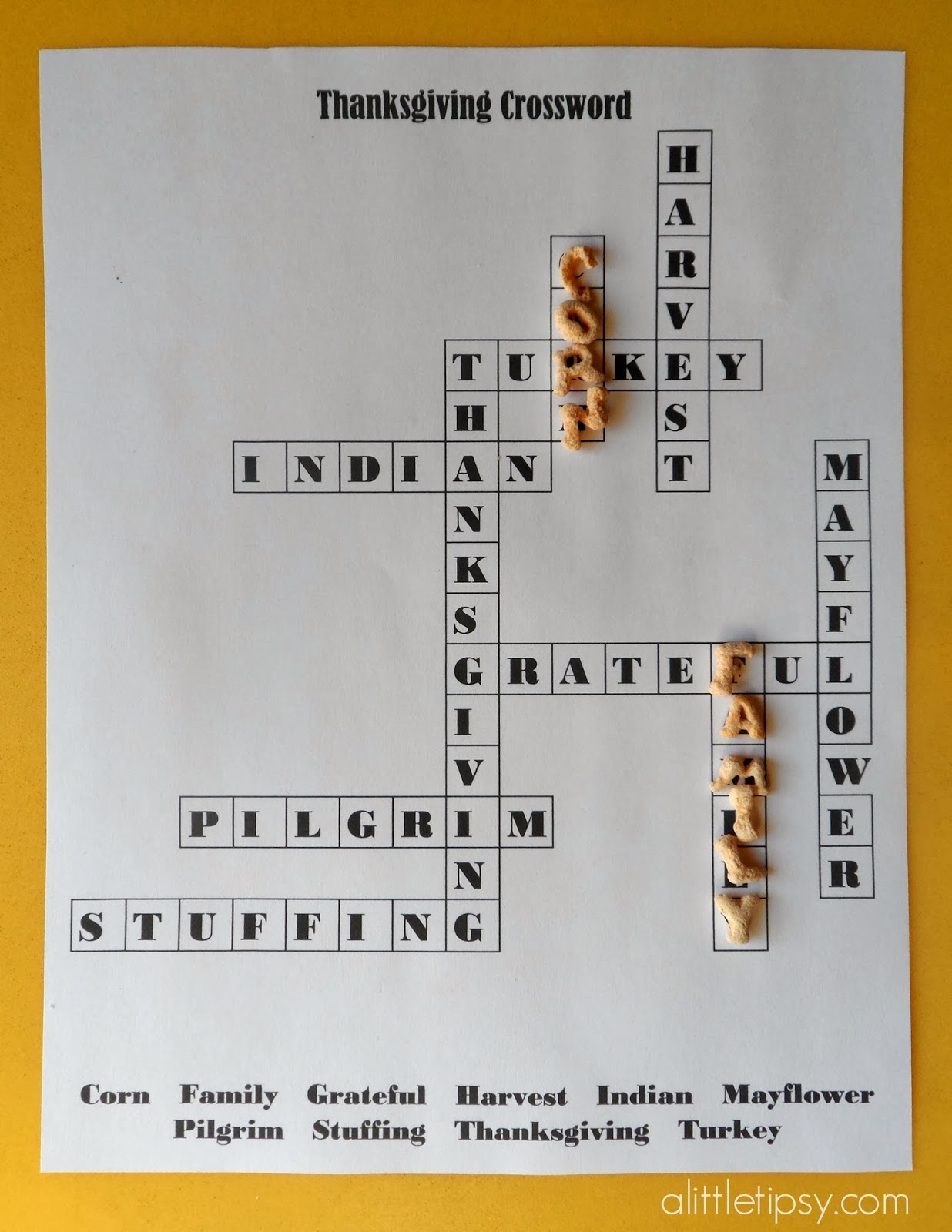 Printable Crossword Puzzle with Answer Sheet