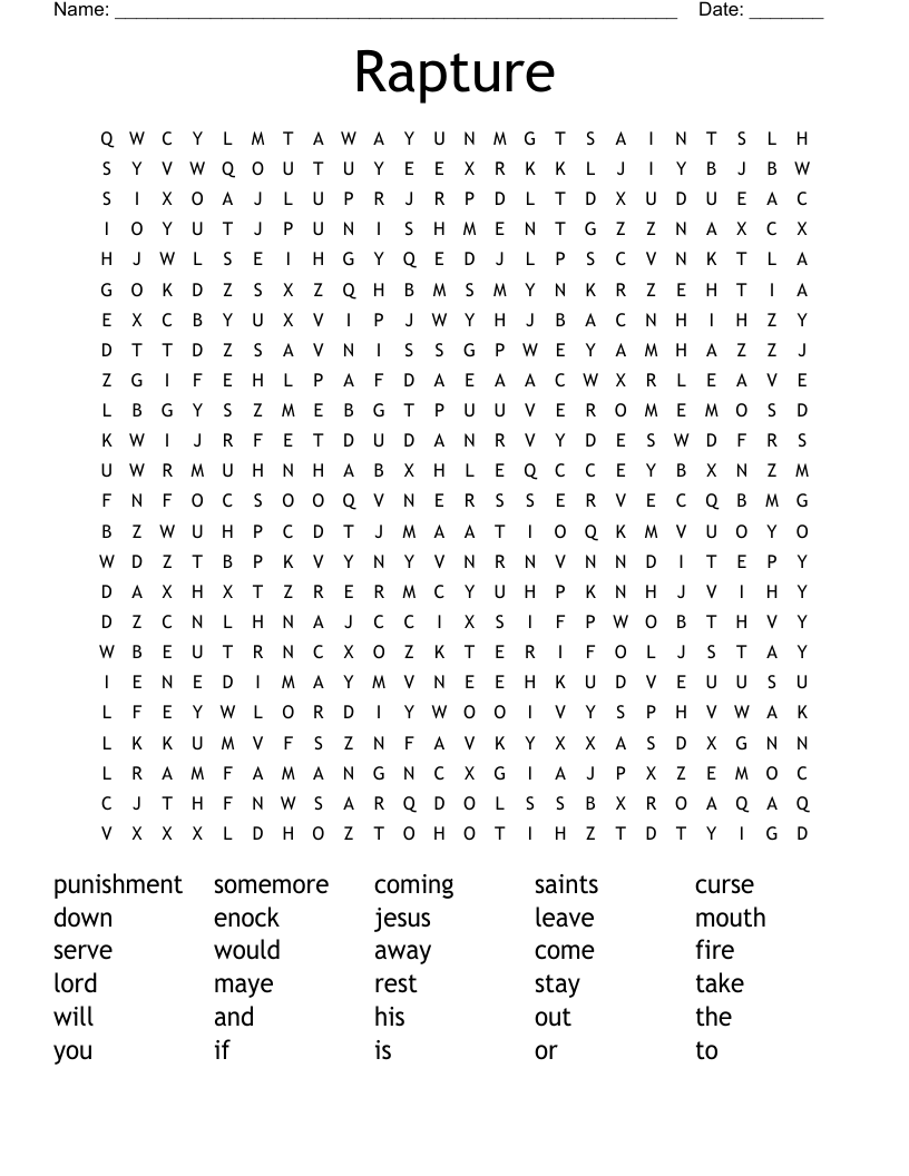 Rapture Word Search WordMint