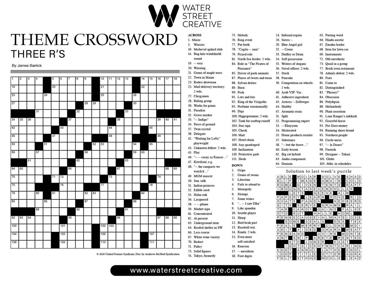 Recoverry Crossword Puzzles Printable