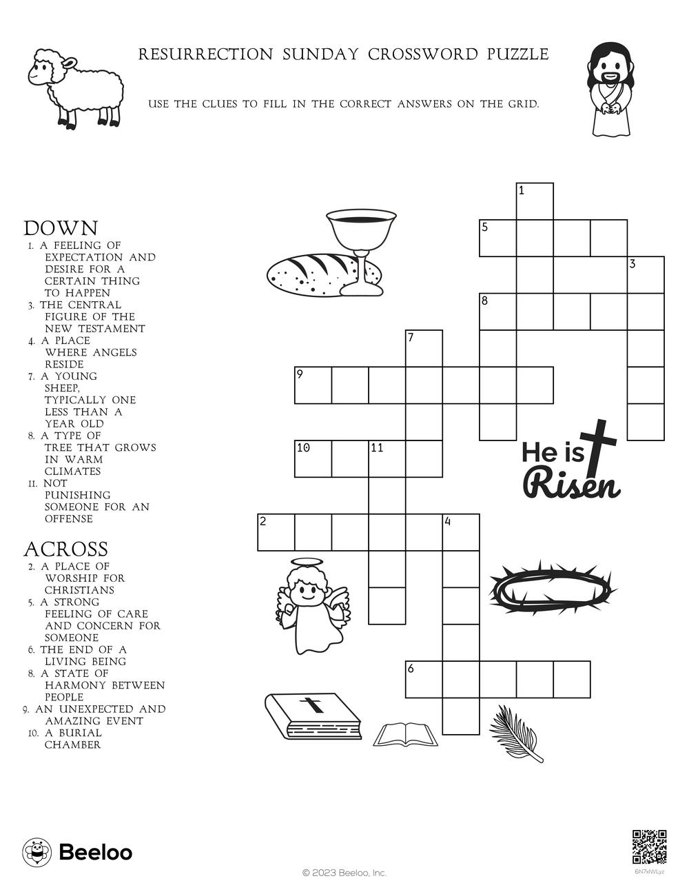 Resurrection Sunday Crossword Puzzle Beeloo Printable Crafts And Activities For Kids