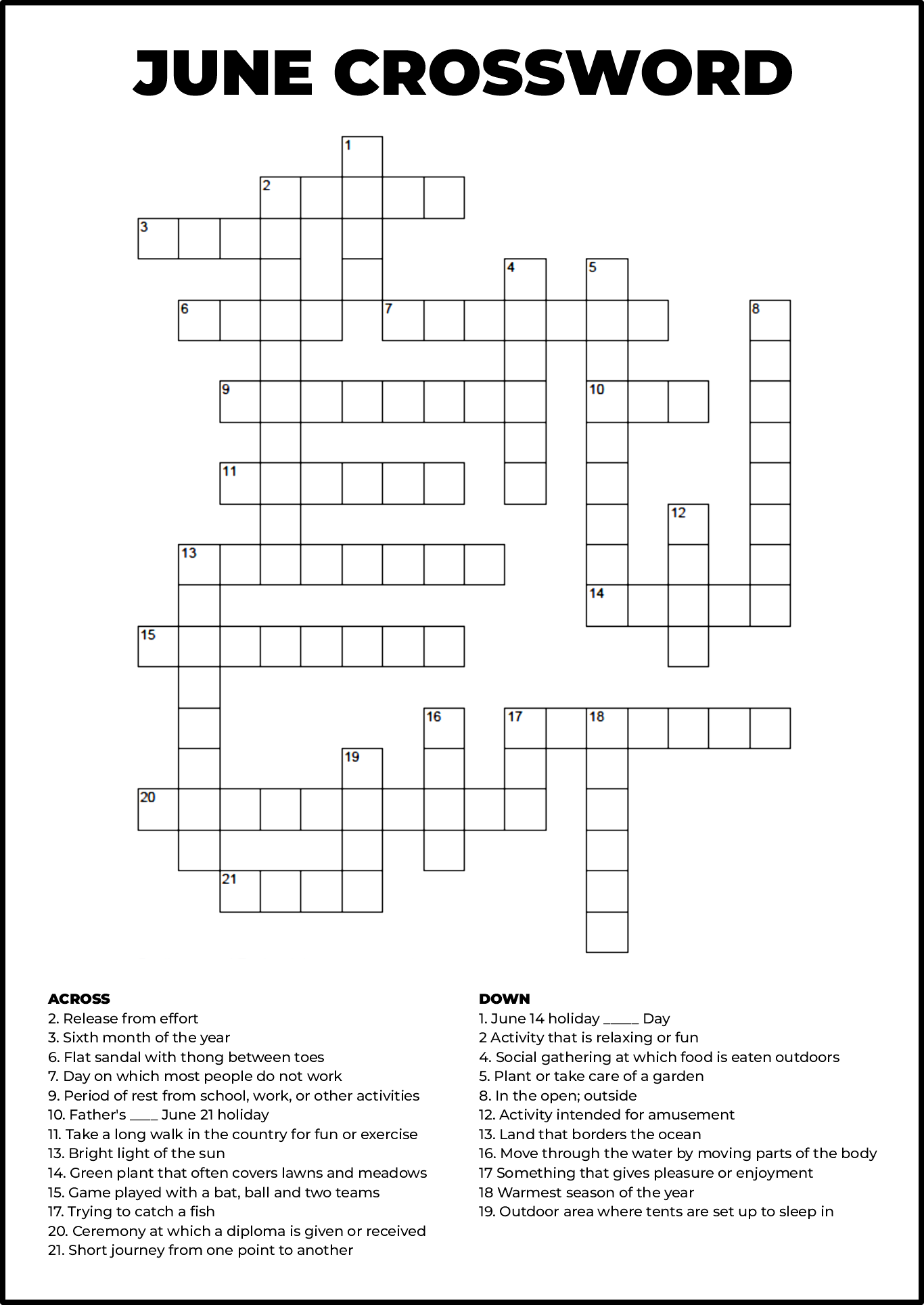 Printable Crossword Puzzles by Frank Longo