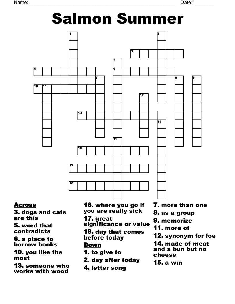 Salmon Summer Crossword WordMint