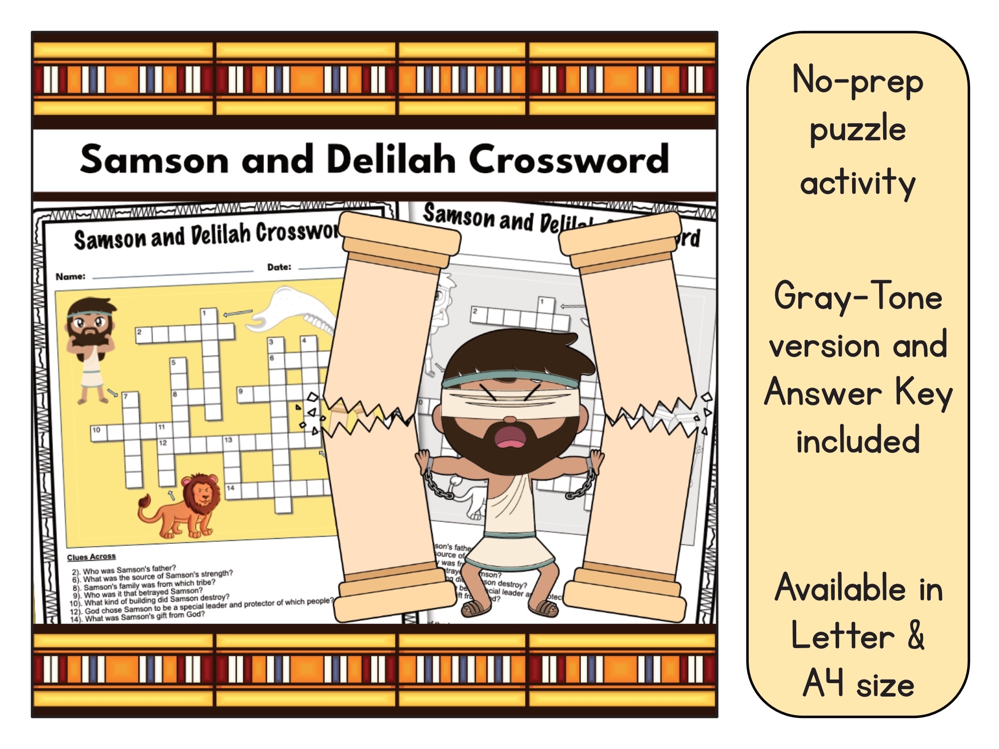 Samson And Delilah Crossword Puzzle Printable Made By Teachers