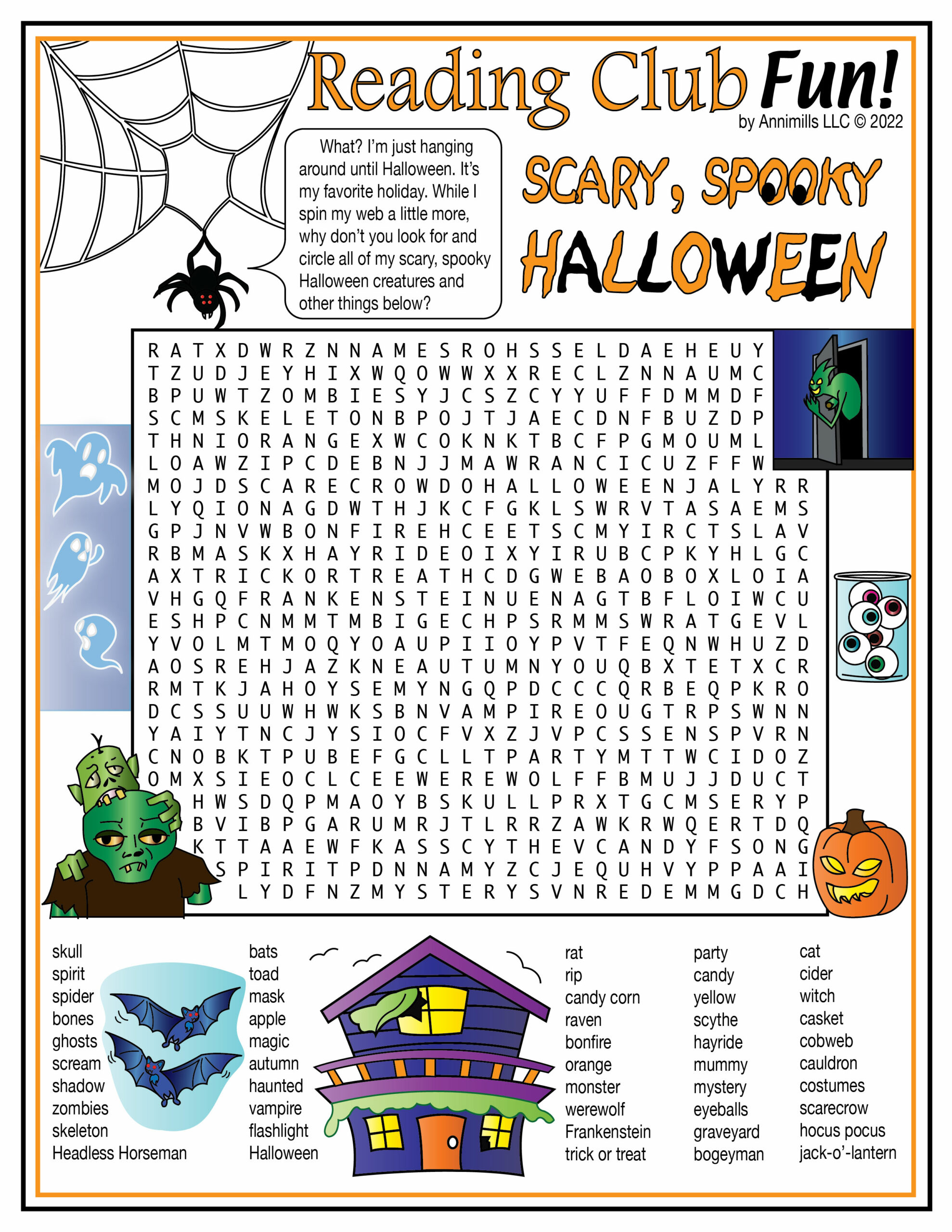 Scary Spooky Halloween Vocabulary Word Search Puzzle Made By Teachers