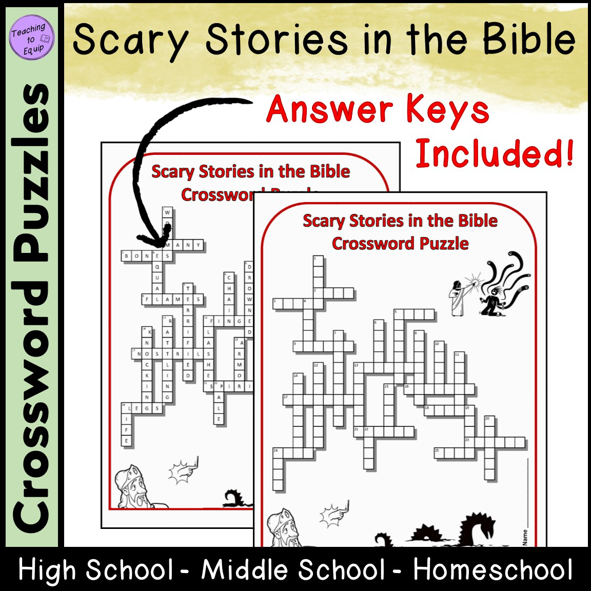 Scary Stories In Bible Crossword Puzzle Halloween Made By Teachers