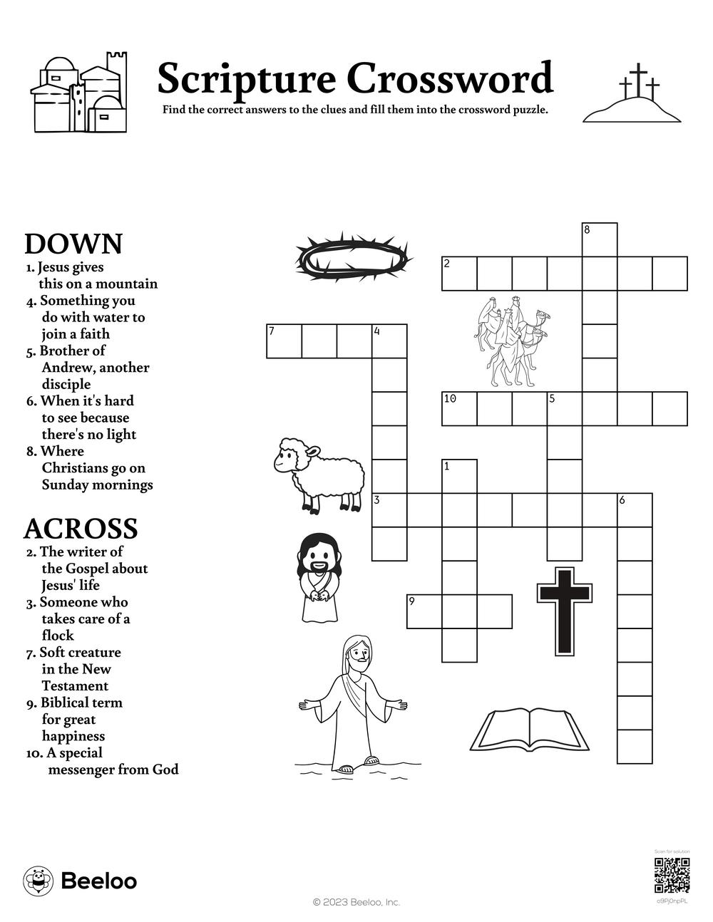 Scripture Crossword Beeloo Printable Crafts And Activities For Kids
