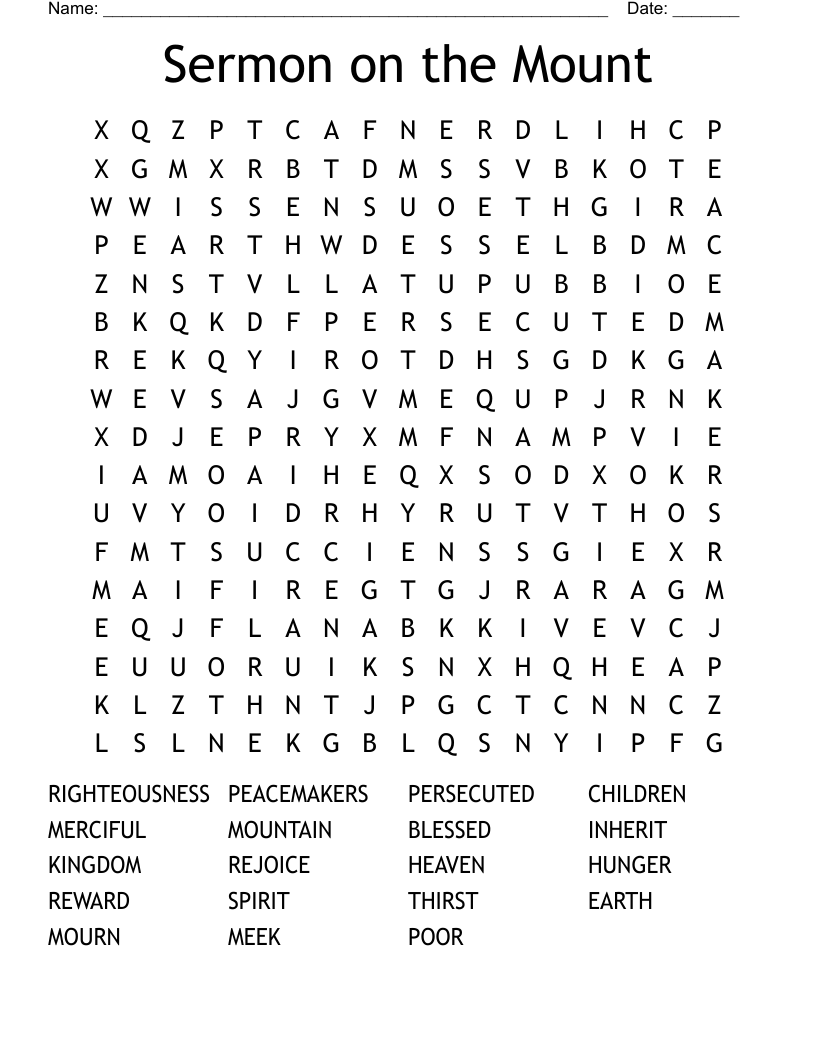 Sermon On The Mount Word Search WordMint