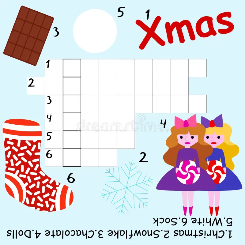 Simple Christmas Crossword For Kids Stock Vector Illustration Stock Vector Illustration Of Cute English 203001701