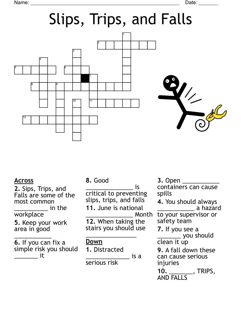 Slips Trips And Falls Crossword WordMint