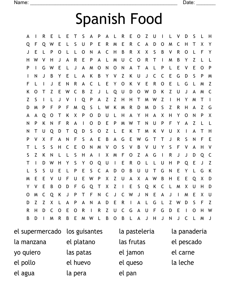 Spanish Crossword Puzzle Printable