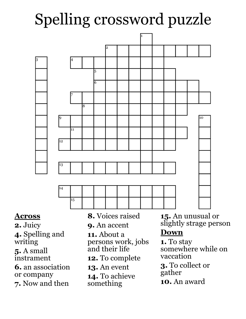 Spelling Crossword Puzzle WordMint