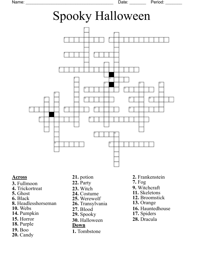 Spooky Halloween Crossword WordMint