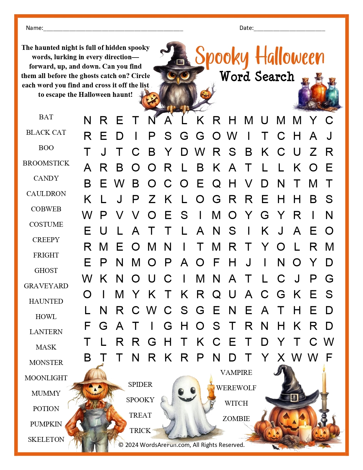 Free Printable Adult Halloween Crossword Puzzles
