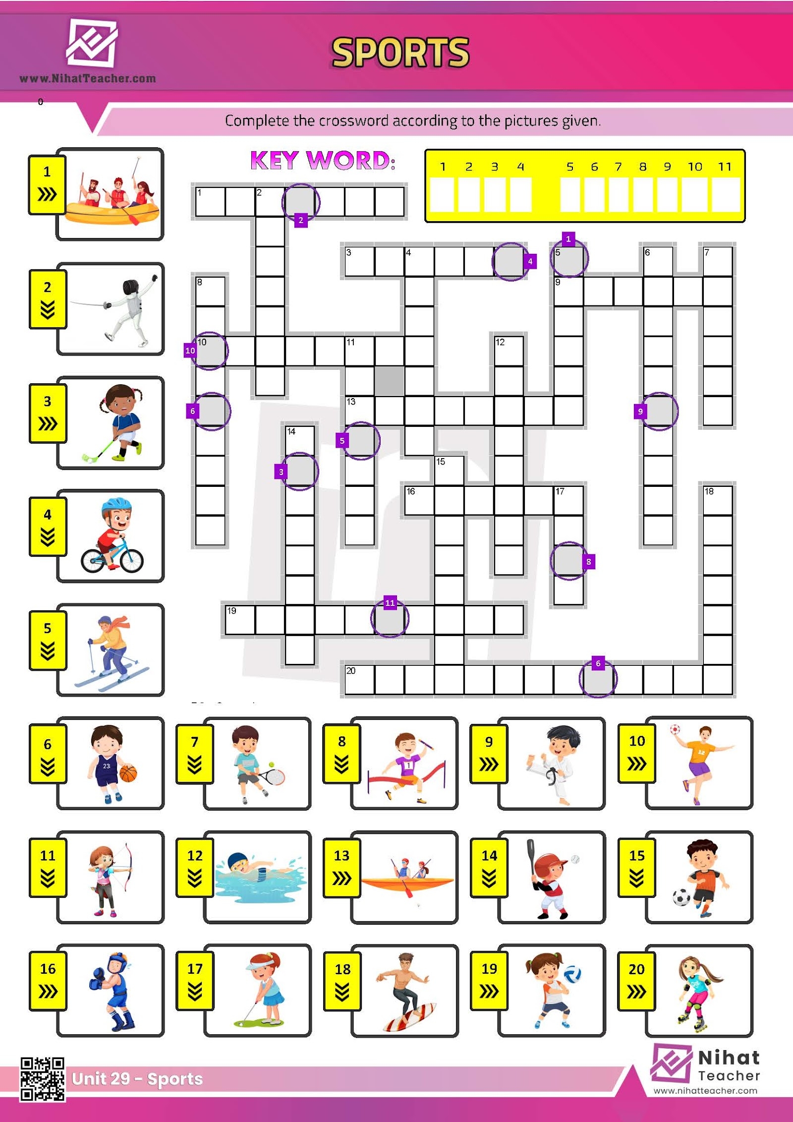 Free Printable Sports Crossword Puzzles Kids