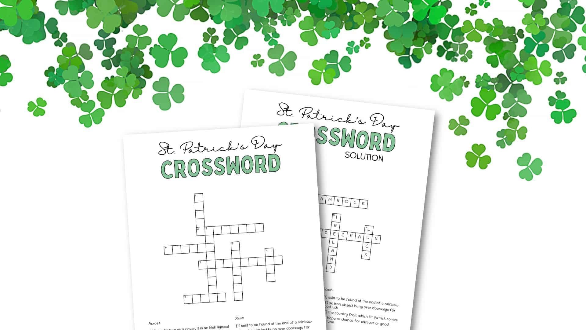 St Patrick s Day Crossword Puzzle Cute Free Printable SaturdayGift