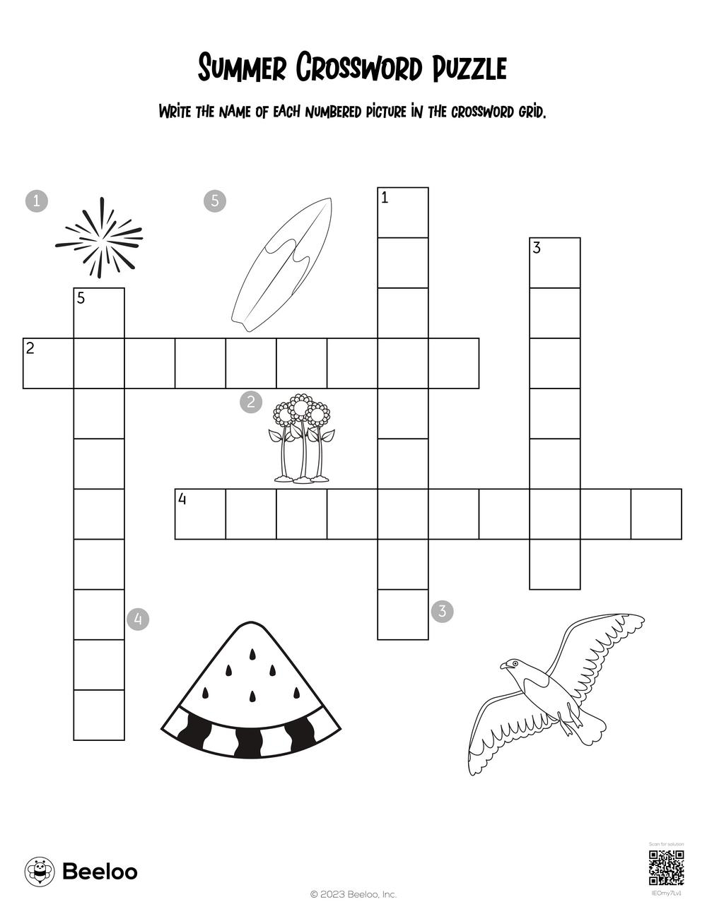 Summer Crossword Puzzle Beeloo Printable Crafts And Activities For Kids