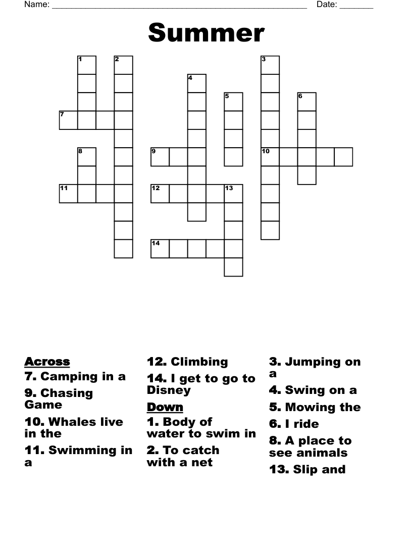 Summer Crossword WordMint