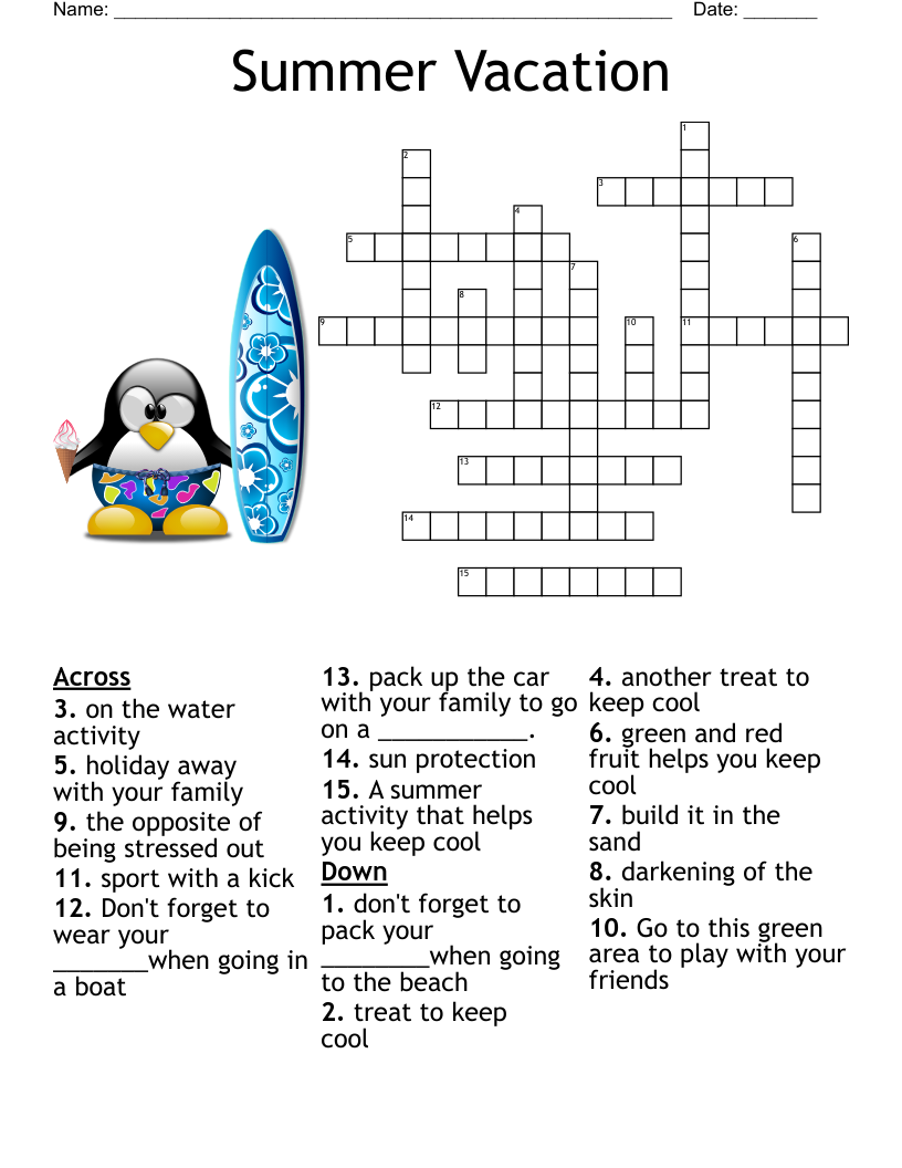 Printable Crossword Puzzles Free Beach Themed