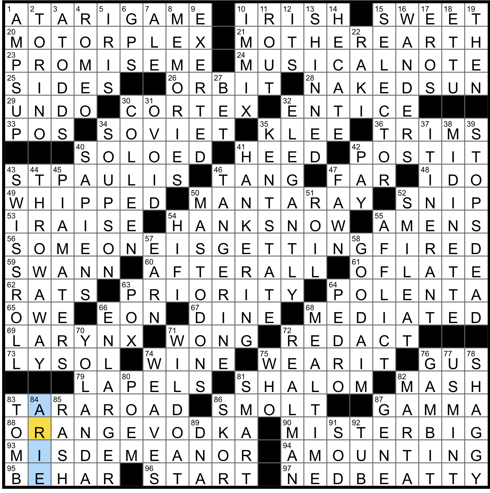 Printable Sunday Premier Crossword