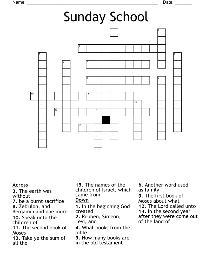 Sunday School Crossword Puzzles Printable Sunday School Crossword Puzzles Printable