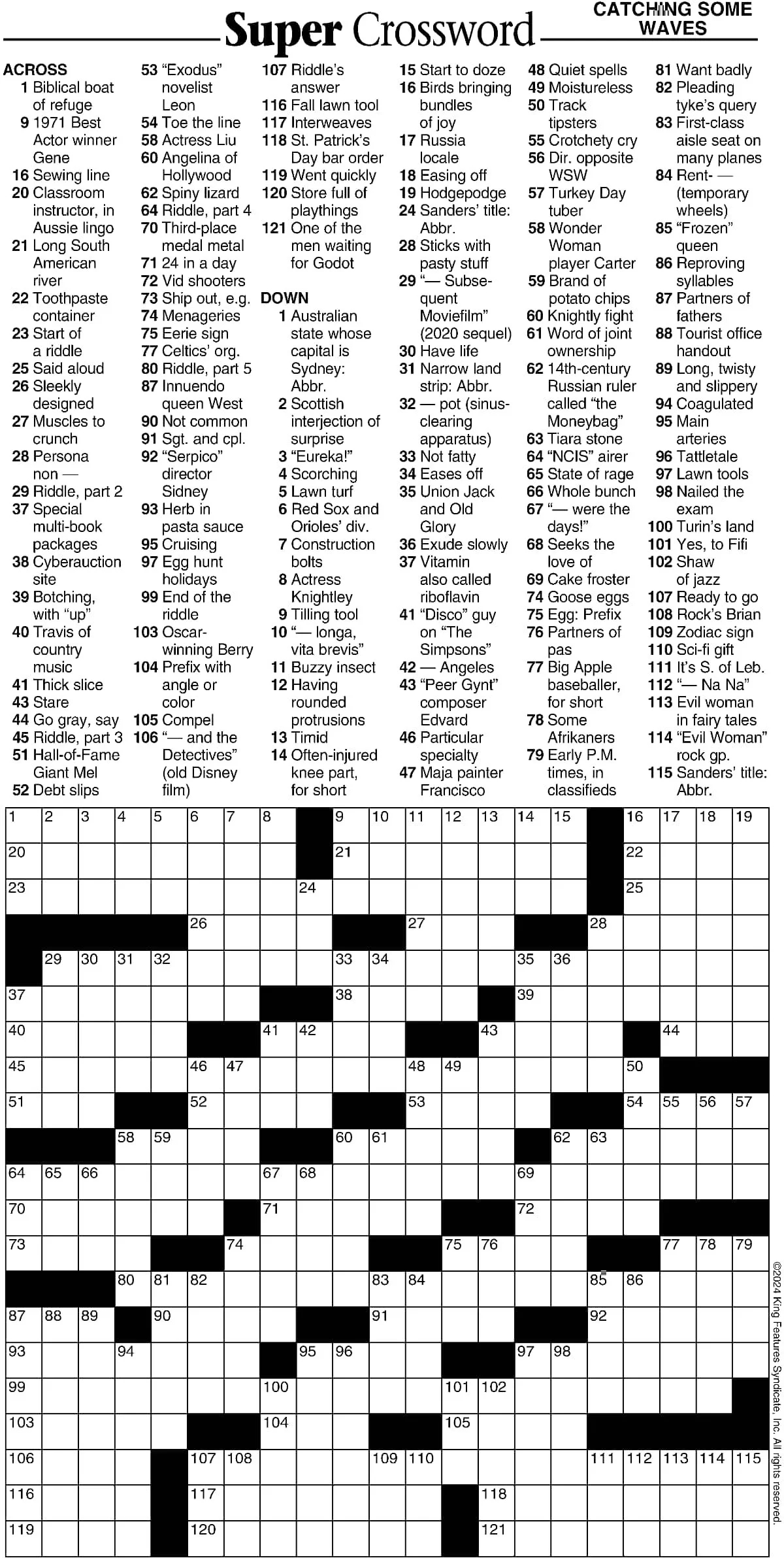 Super Crossword Catching Some Waves Your West Central Voice