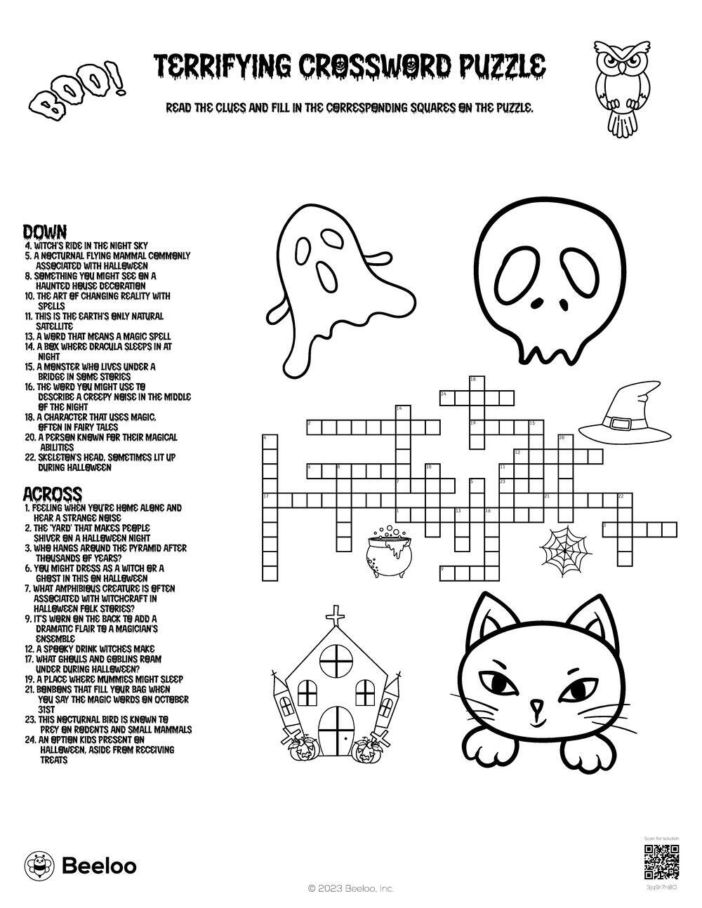 Halloween Crossword Puzzlr Printable