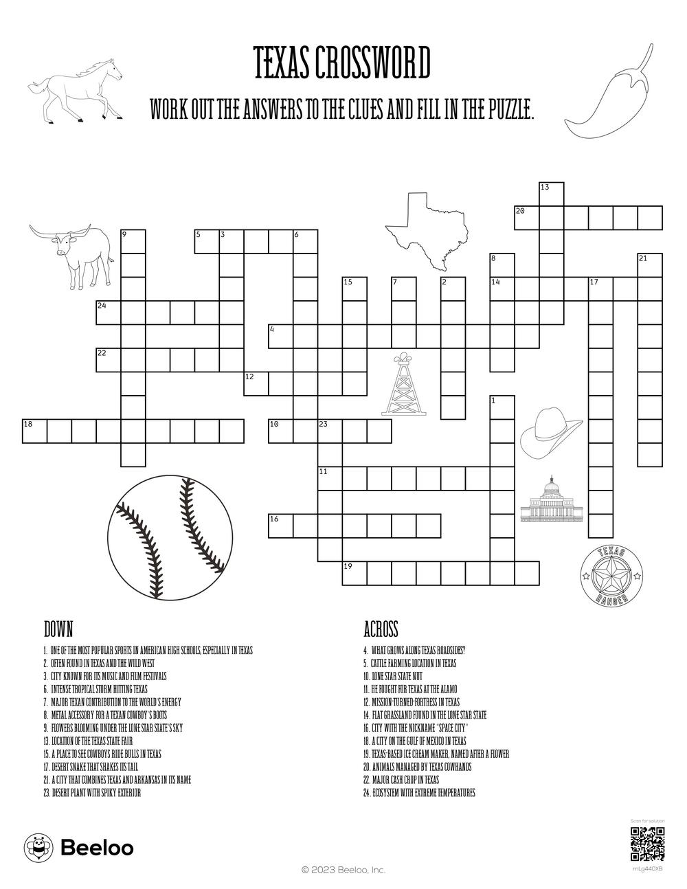 Texas Crossword Beeloo Printable Crafts And Activities For Kids