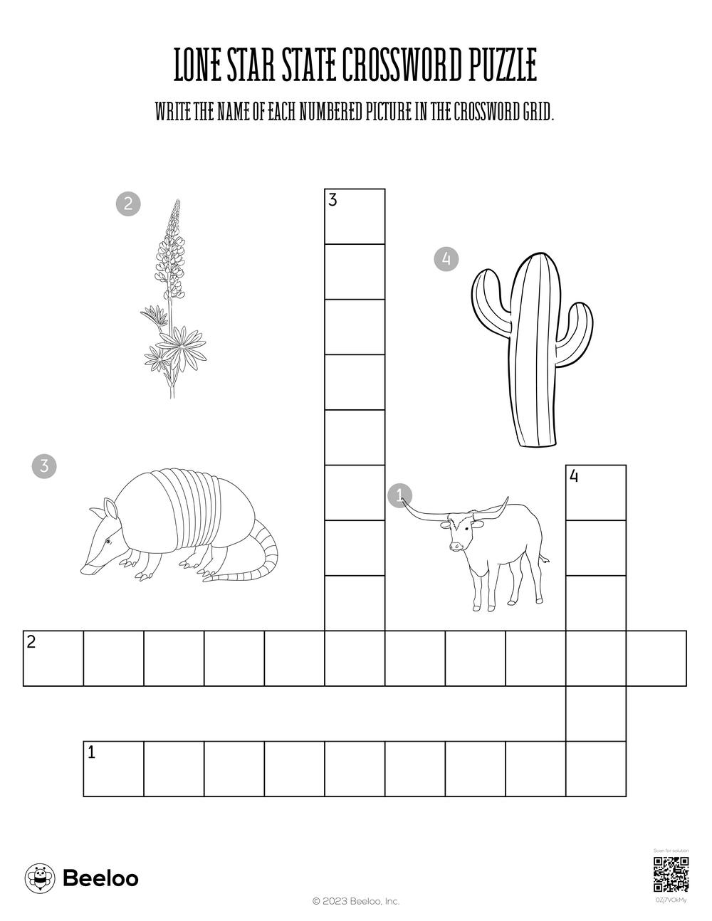 Texas themed Crossword Puzzles Beeloo Printable Crafts And Worksheets Library