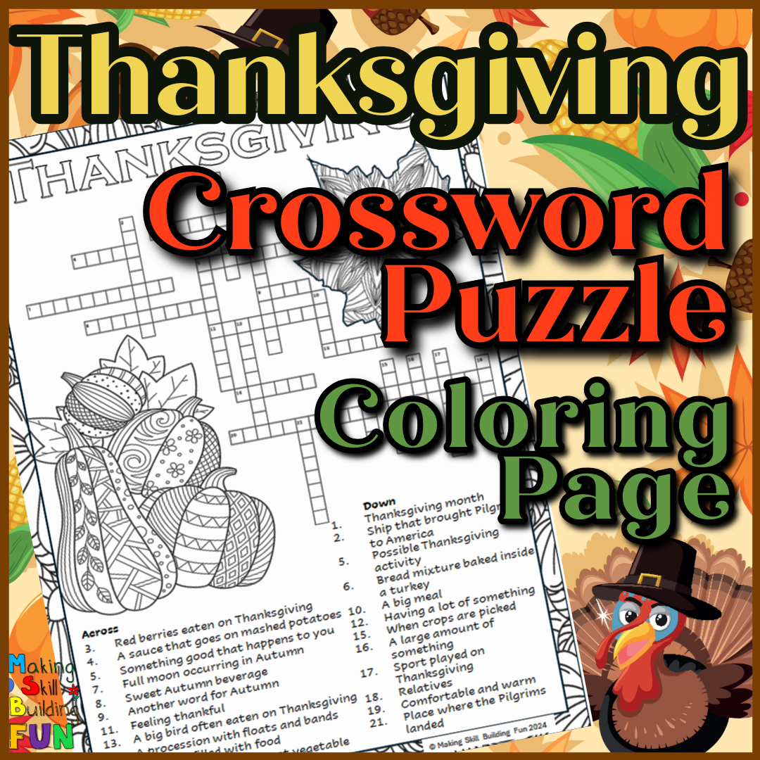 Thanksgiving Crossword Puzzle Free Printable