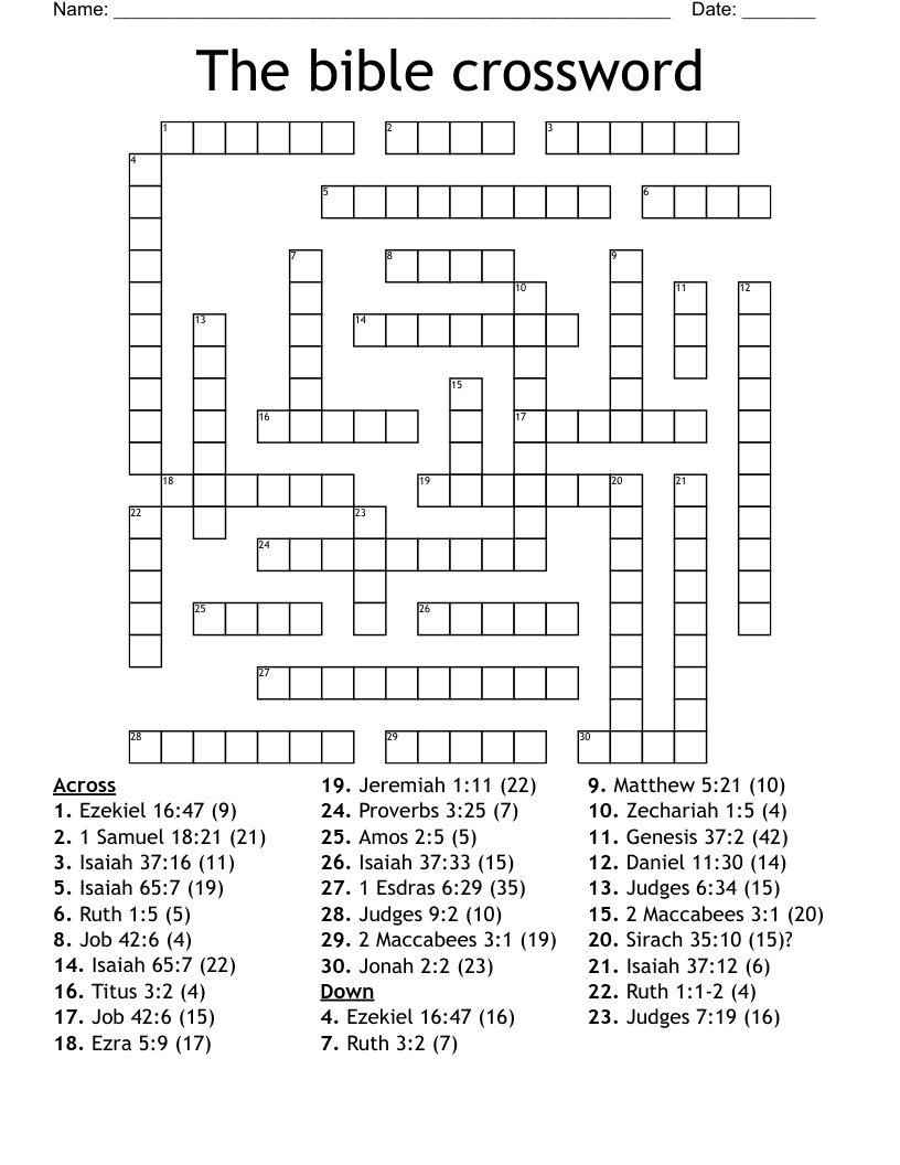 KJV Bible Crossword Puzzles Printable