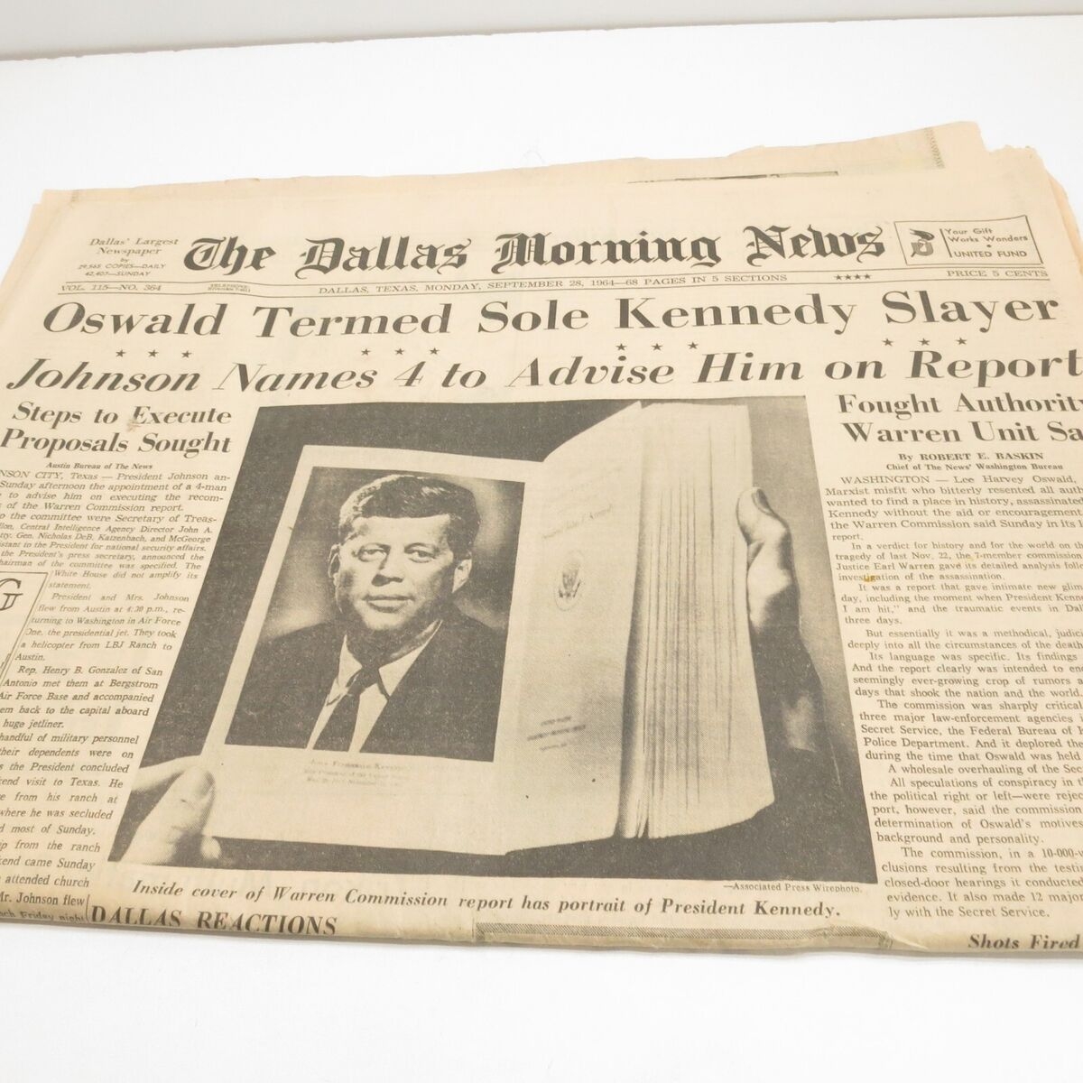 The Dallas Morning News September 28 1964 JFK Kennedy Assassination Oswald EBay