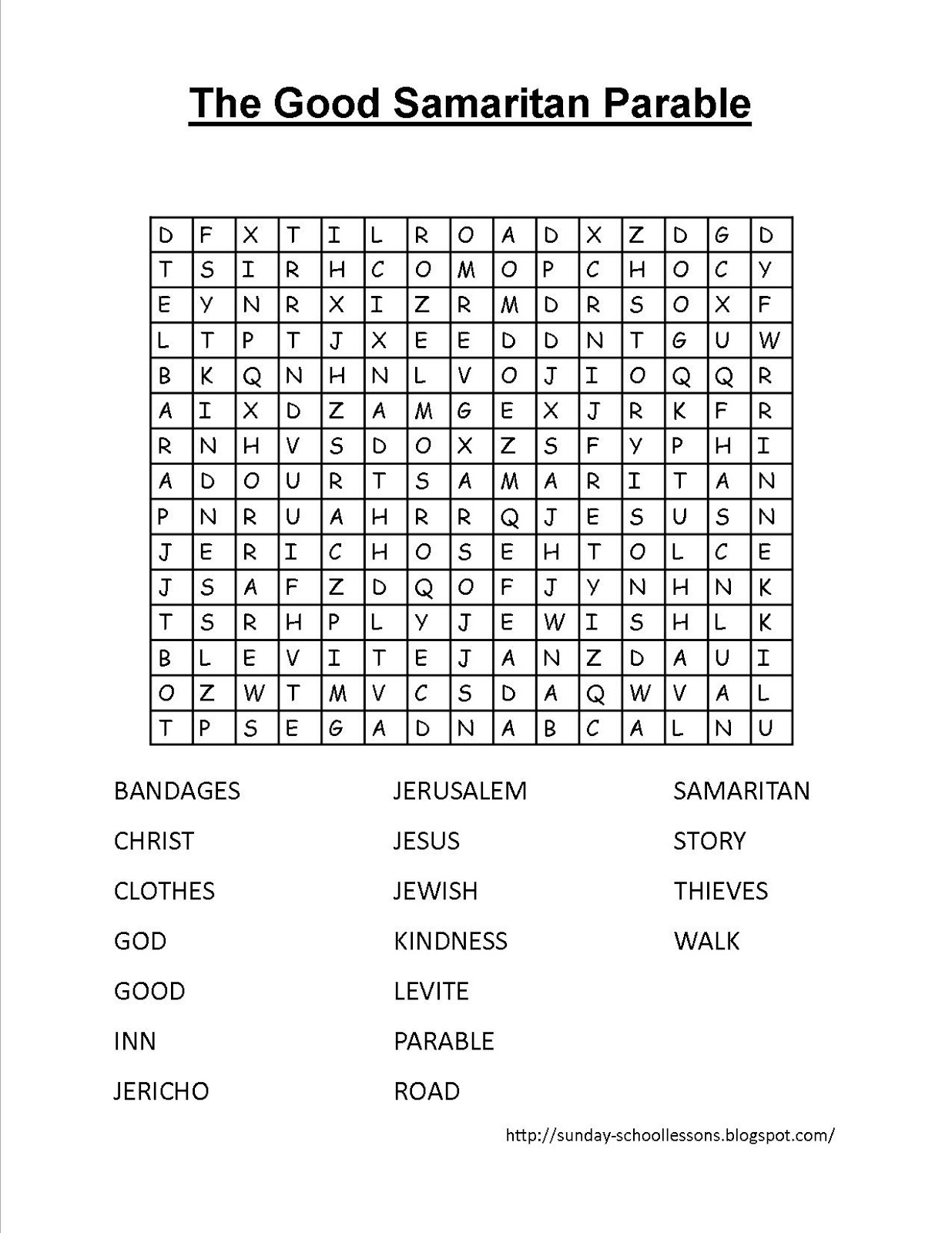 The Good Samaritan Crossword Puzzle Parables Sunday School Lessons Of Plenty The Good Samaritan Crossword Puzzle Parables Sunday School Lessons Of Plenty