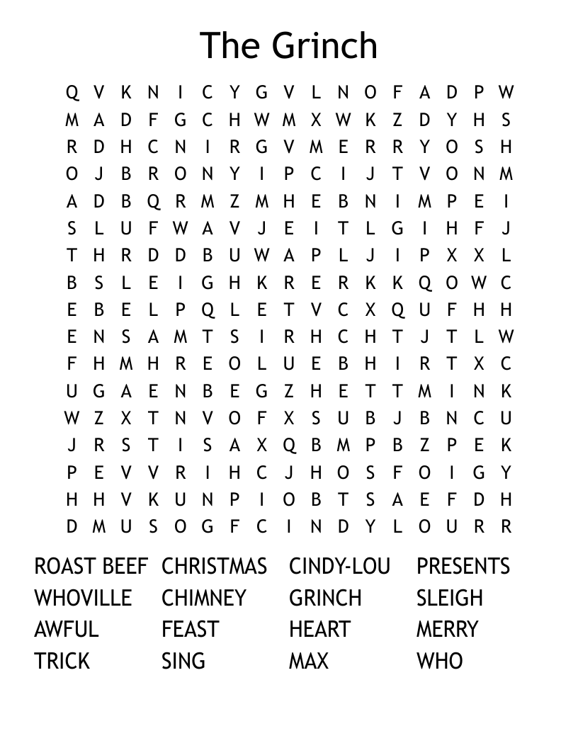 The GRINCH Word Search WordMint