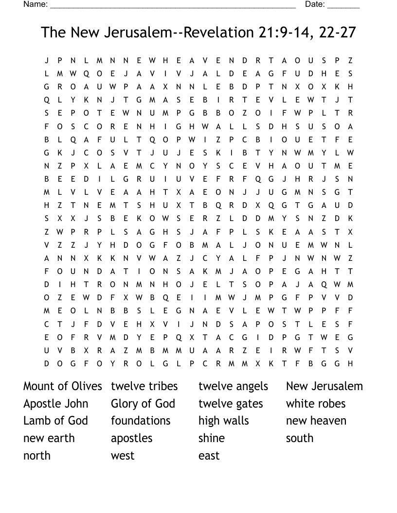 The New Jerusalem Revelation 21 9 14 22 27 Word Search WordMint