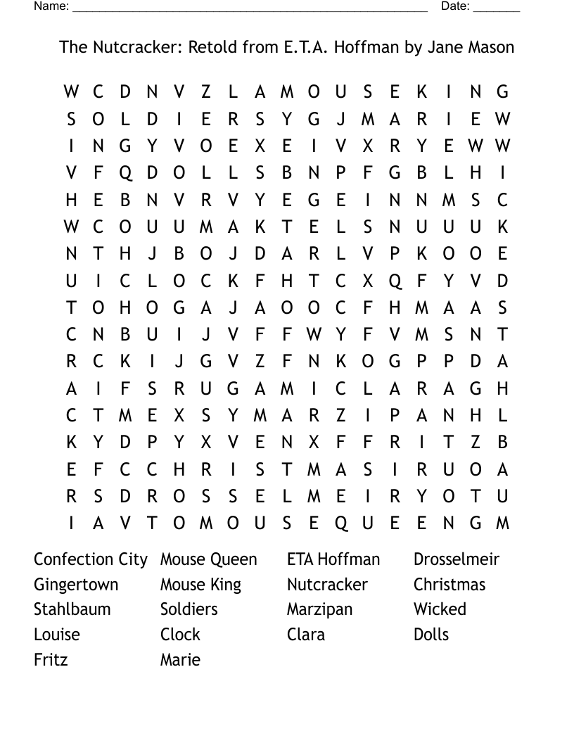 Christmas Crossword Printable Free Nutcracker