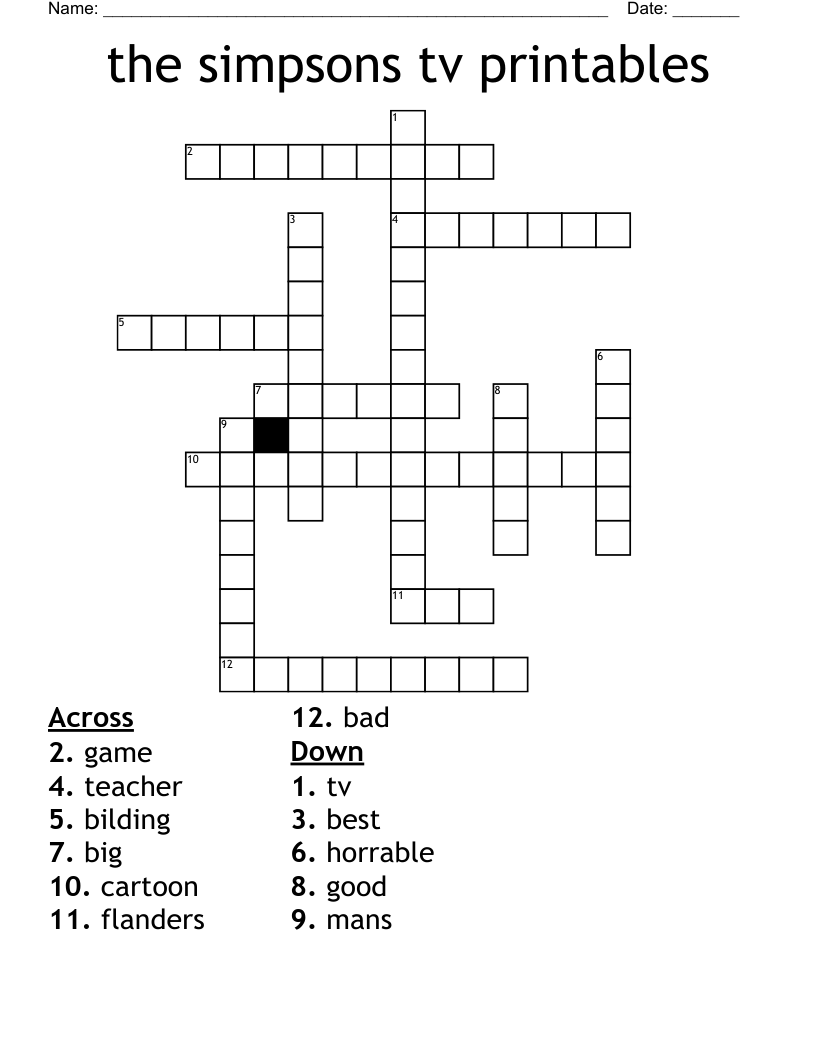 Free Printable Crossword PDF