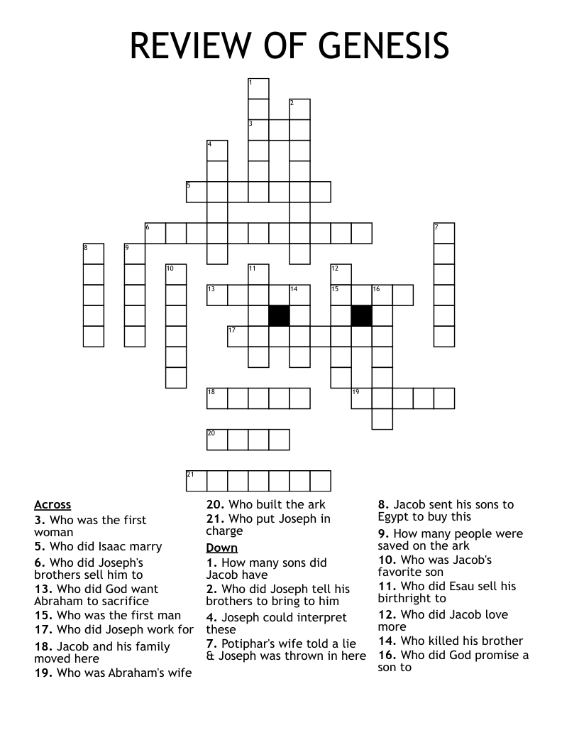 The Story Of Joseph Crossword WordMint