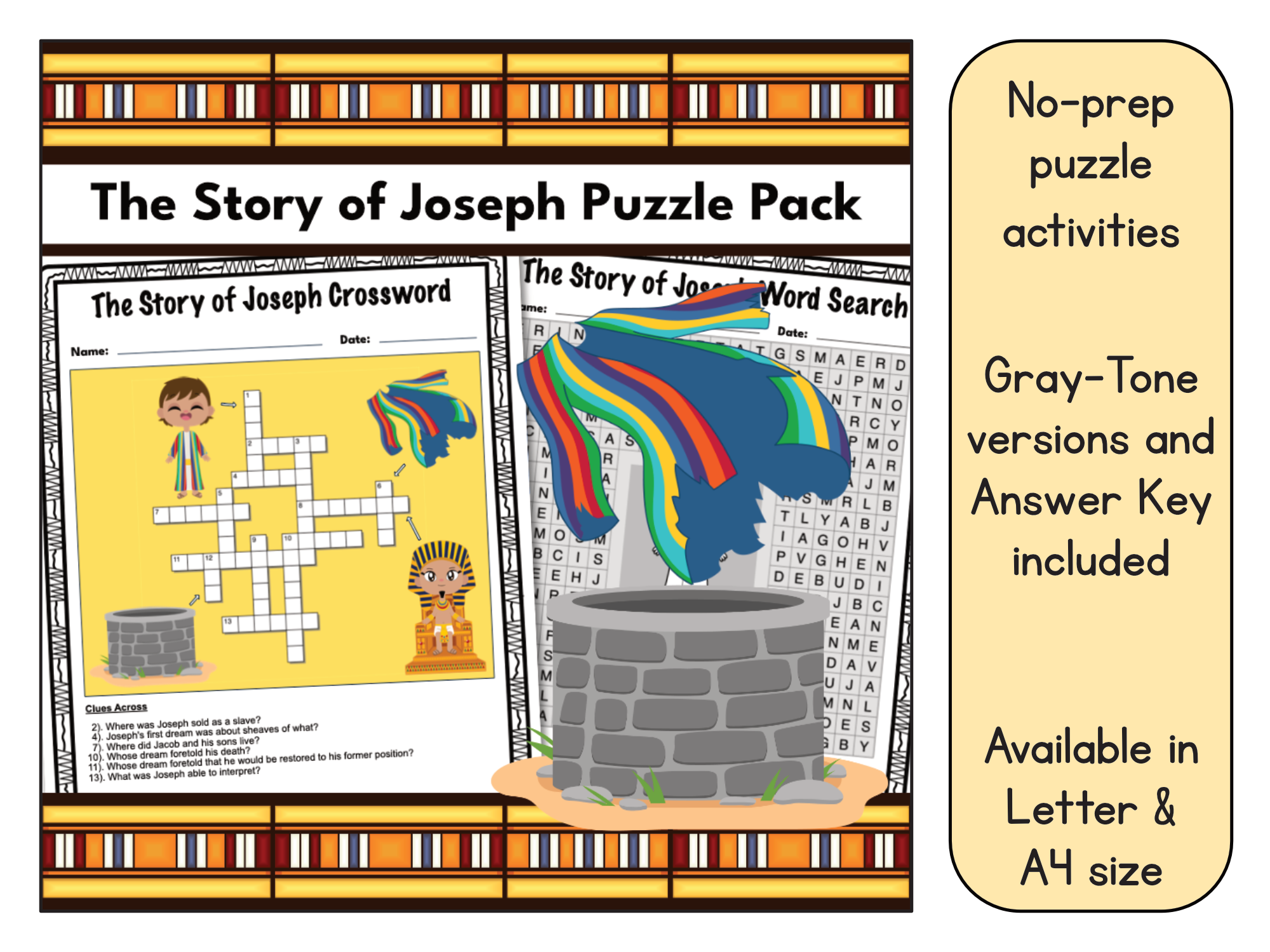 The Story Of Joseph Word Search And Crossword Puzzle Activity Pack Made By Teachers The Story Of Joseph Word Search And Crossword Puzzle Activity Pack Made By Teachers