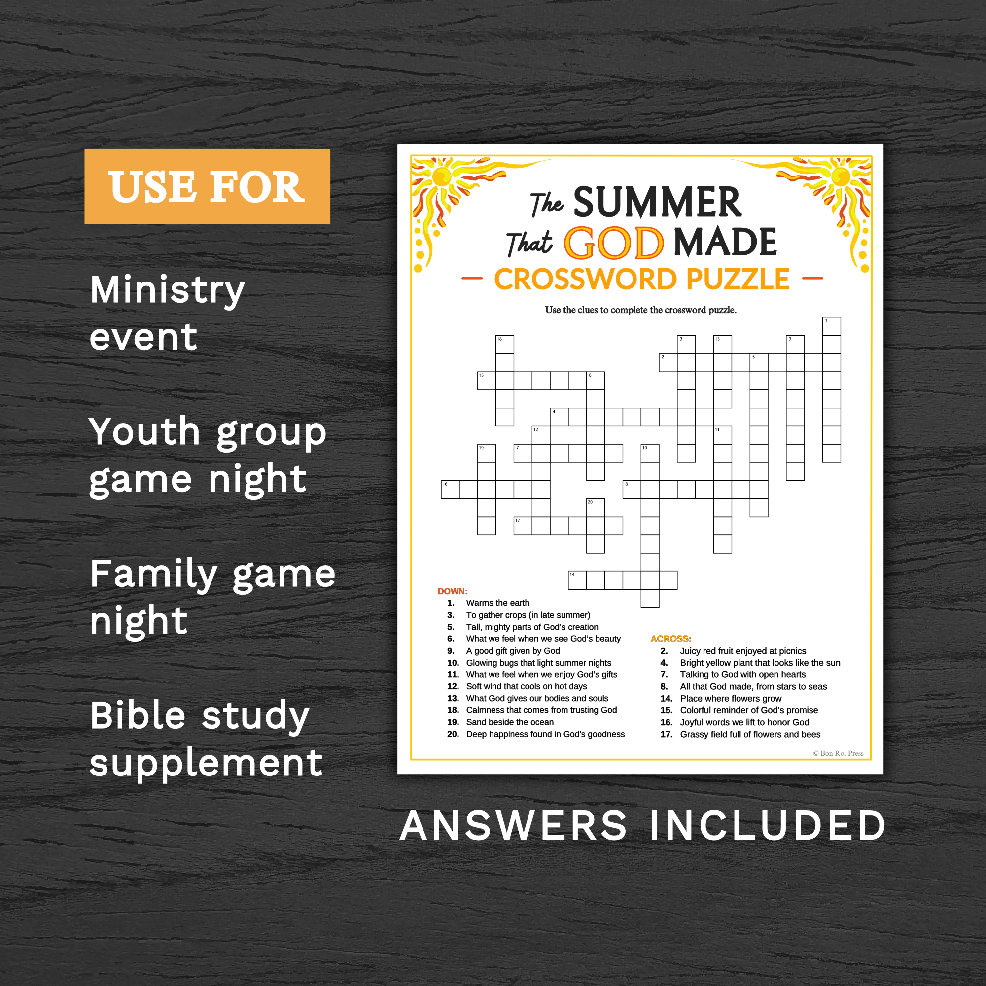 Youth Christian Crossword Puzzles Printable
