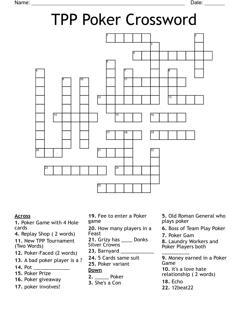 TPP Poker Crossword WordMint