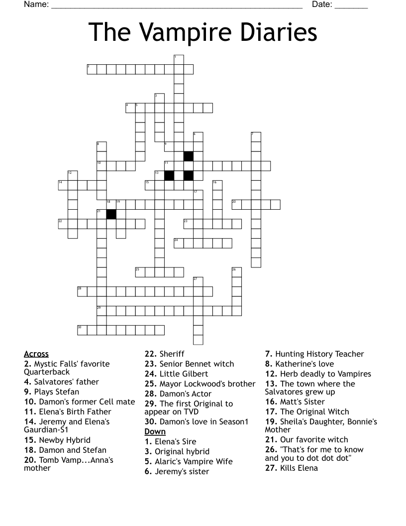 Free Printable Crosswords TV