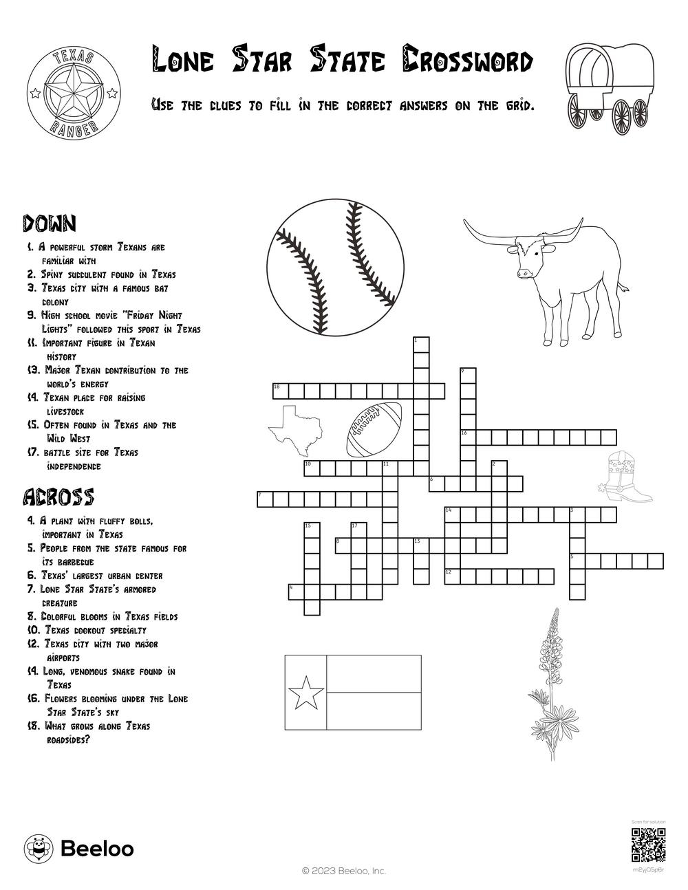 UK Crossword Tushy Puzzle Beeloo Printable