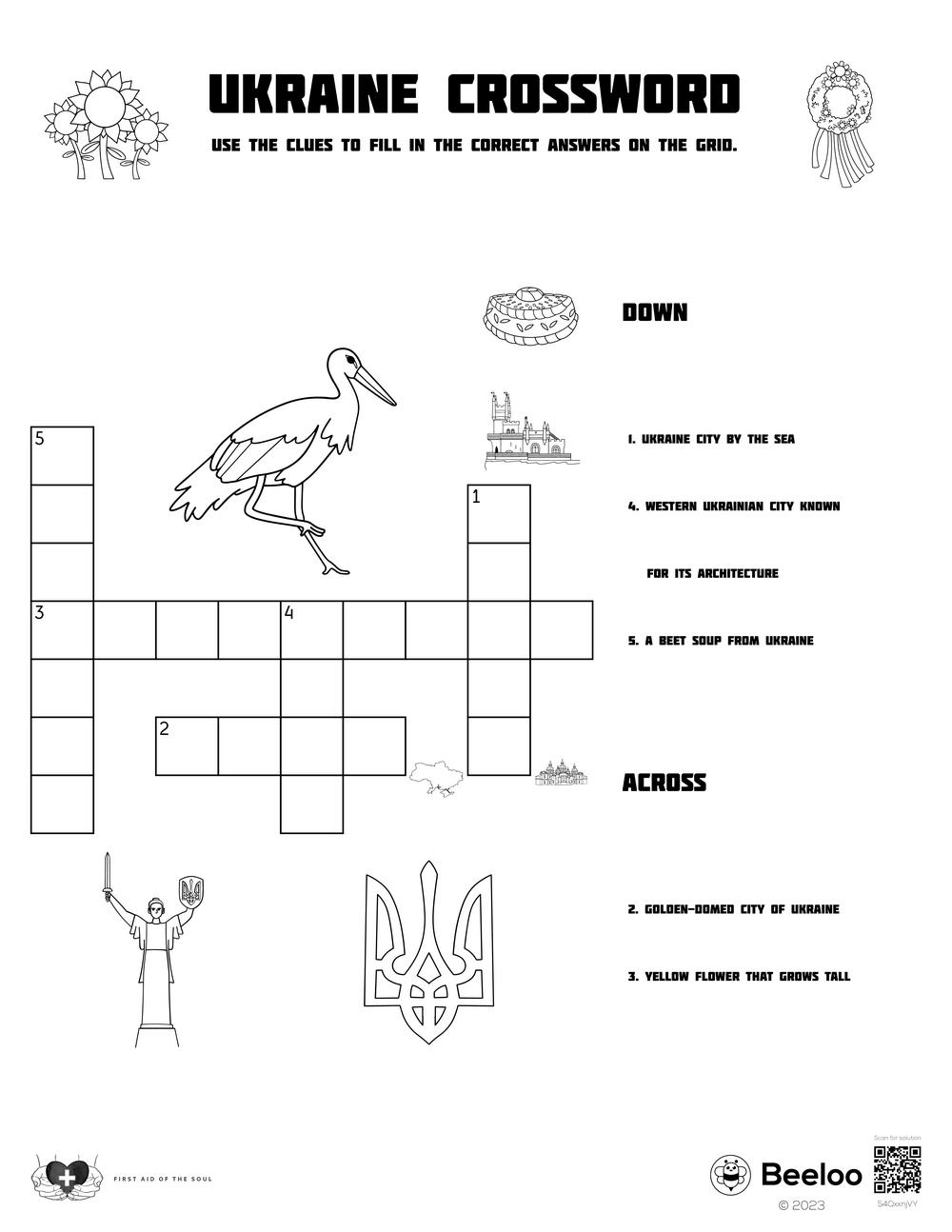 Crossword Puzzles First Grade Printable
