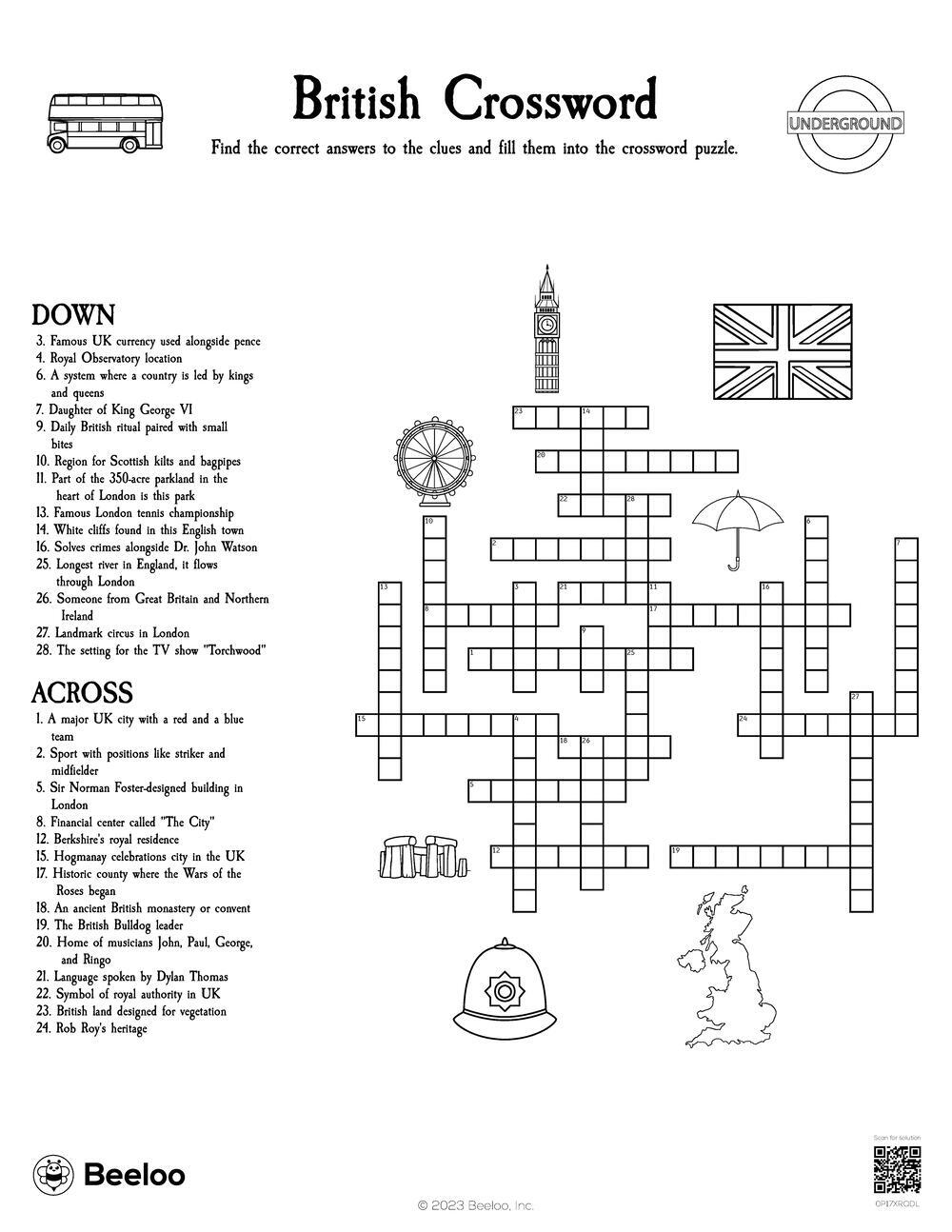 United Kingdom themed Crossword Puzzles Beeloo Printable Crafts And Activities For Kids United Kingdom themed Crossword Puzzles Beeloo Printable Crafts And Activities For Kids