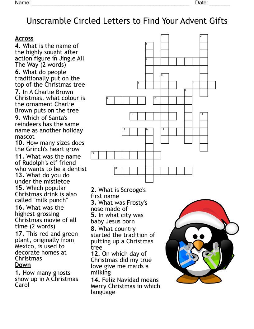 Grinch Crossword Puzzle Printable